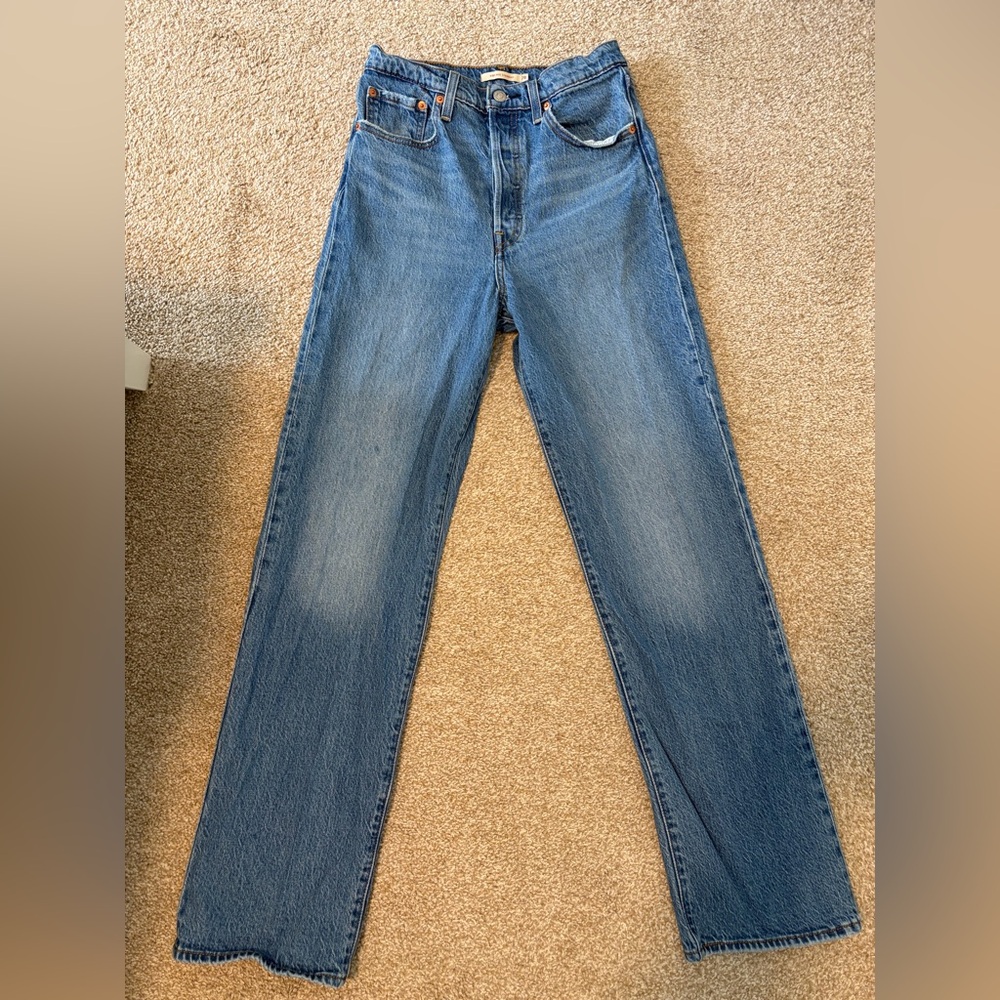 Levi’s Ribcage Straight Jeans 28 High Rise 12” Rise Vintage Wash Denim